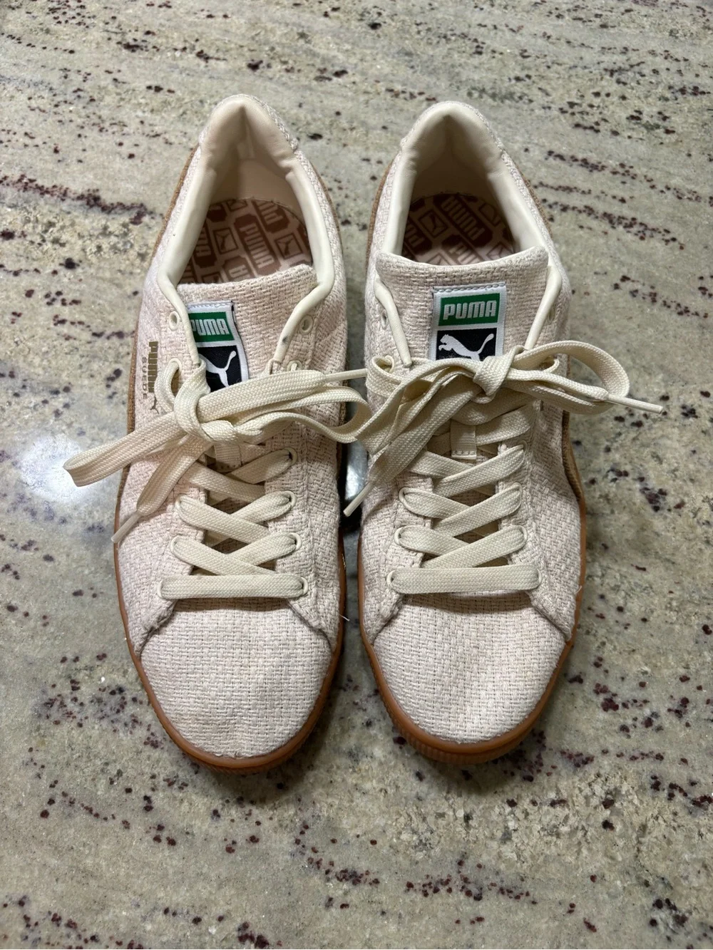 Puma Cream Textile Low-Top Sneakers with Gum Outsole